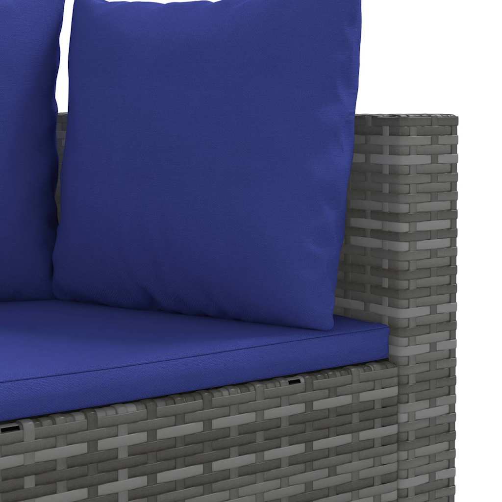 vidaXL Salon de jardin 4 pcs avec coussins Gris Résine tressée
