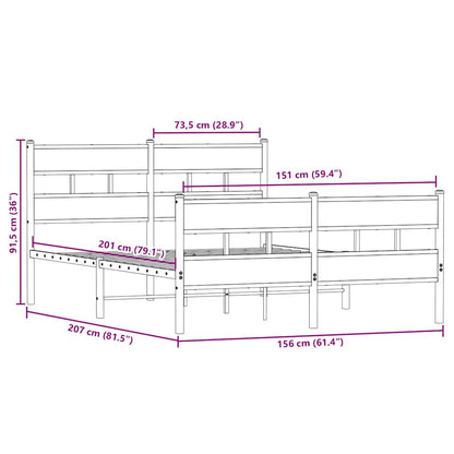 Metallbett ohne Matratze Sonoma-Eiche 150x200 cm