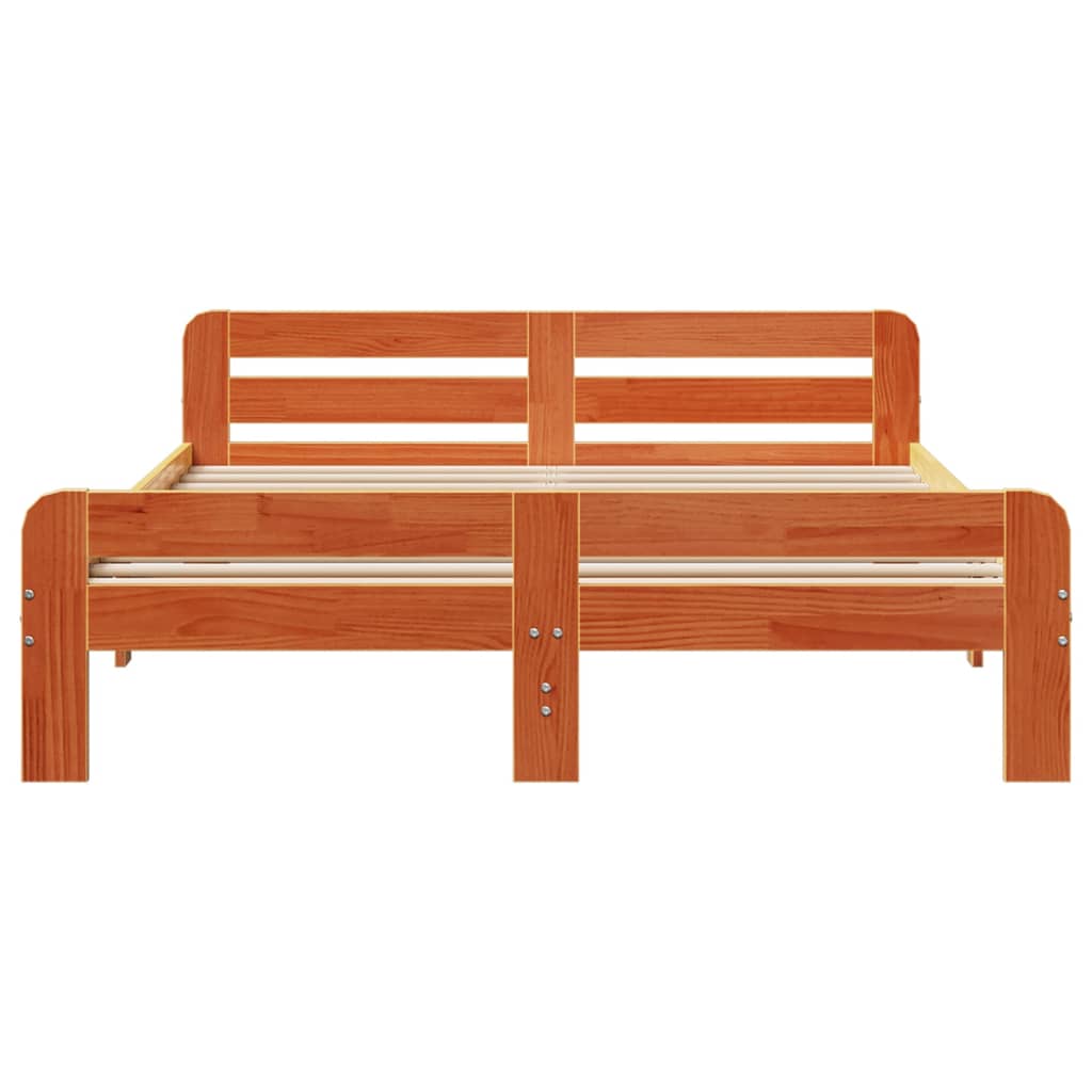 vidaXL Massivholzbett ohne Matratze Wachsbraun 140x200 cm Kiefernholz