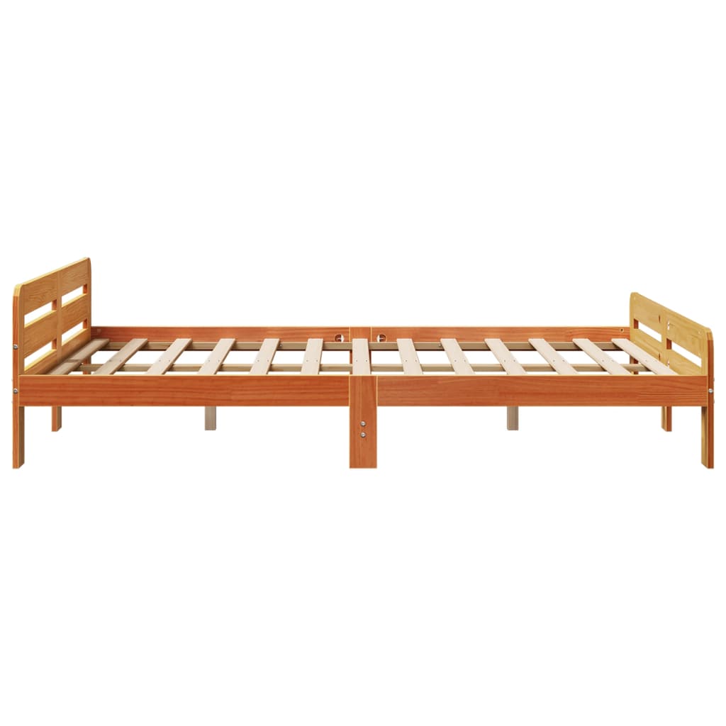 vidaXL Massivholzbett ohne Matratze Wachsbraun 140x200 cm Kiefernholz