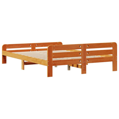vidaXL Massivholzbett ohne Matratze Wachsbraun 140x200 cm Kiefernholz