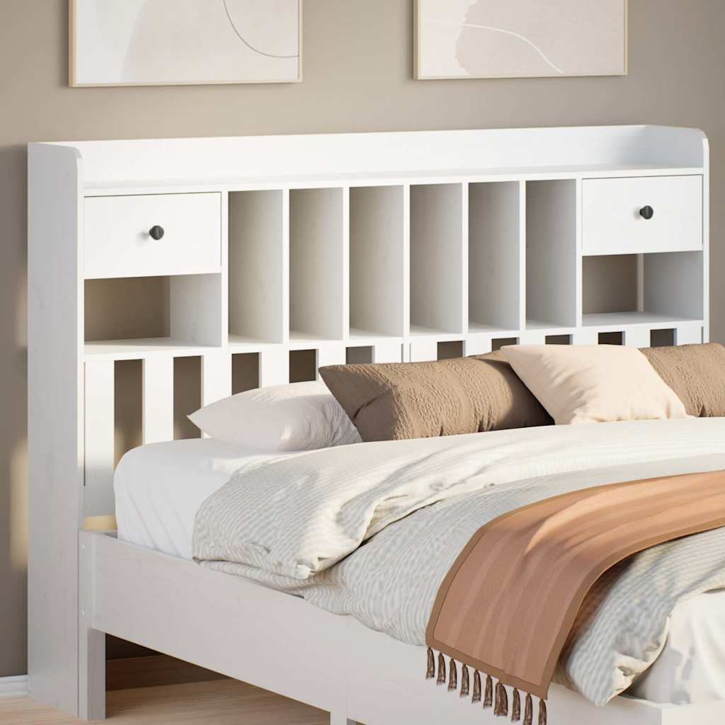 vidaXL Kopfteil mit Stauraum Weiß 150 cm Massivholz Kiefer