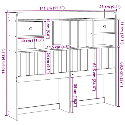 vidaXL Kopfteil mit Stauraum Wachsbraun 135 cm Massivholz Kiefer