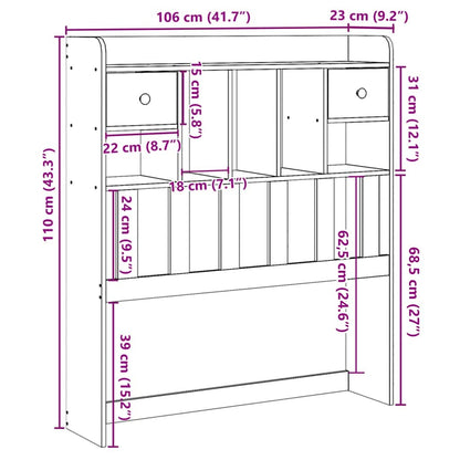 vidaXL Kopfteil mit Stauraum Wachsbraun 100 cm Massivholz Kiefer