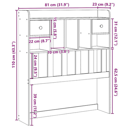 vidaXL Kopfteil mit Stauraum Weiß 75 cm Massivholz Kiefer