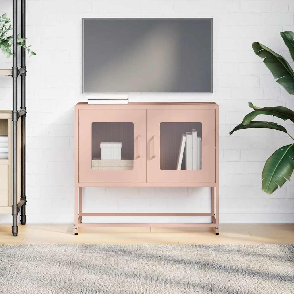 vidaXL Meuble TV rose 68x39x60,5 cm Acier laminé à froid
