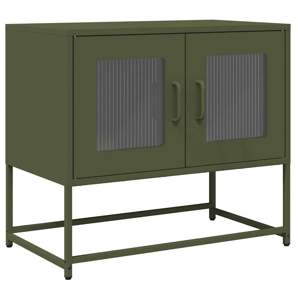 vidaXL Meuble TV vert olive 68x39x60,5 cm Acier laminé à froid