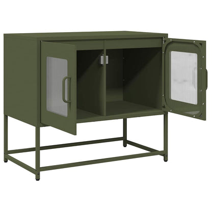 vidaXL Meuble TV vert olive 68x39x60,5 cm Acier laminé à froid