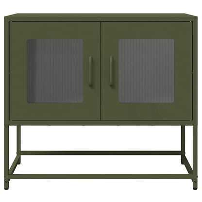 vidaXL Meuble TV vert olive 68x39x60,5 cm Acier laminé à froid