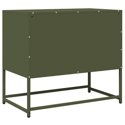 vidaXL Meuble TV vert olive 68x39x60,5 cm Acier laminé à froid