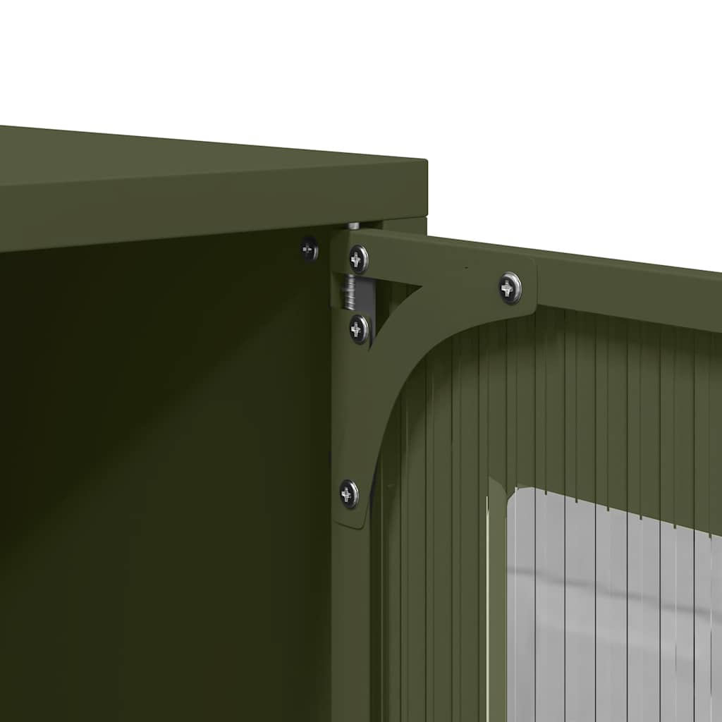 vidaXL Meuble TV vert olive 68x39x60,5 cm Acier laminé à froid