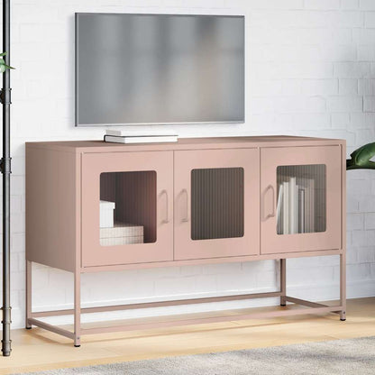 vidaXL Meuble TV Rose 100,5x39x60,5 cm Acier laminé à froid