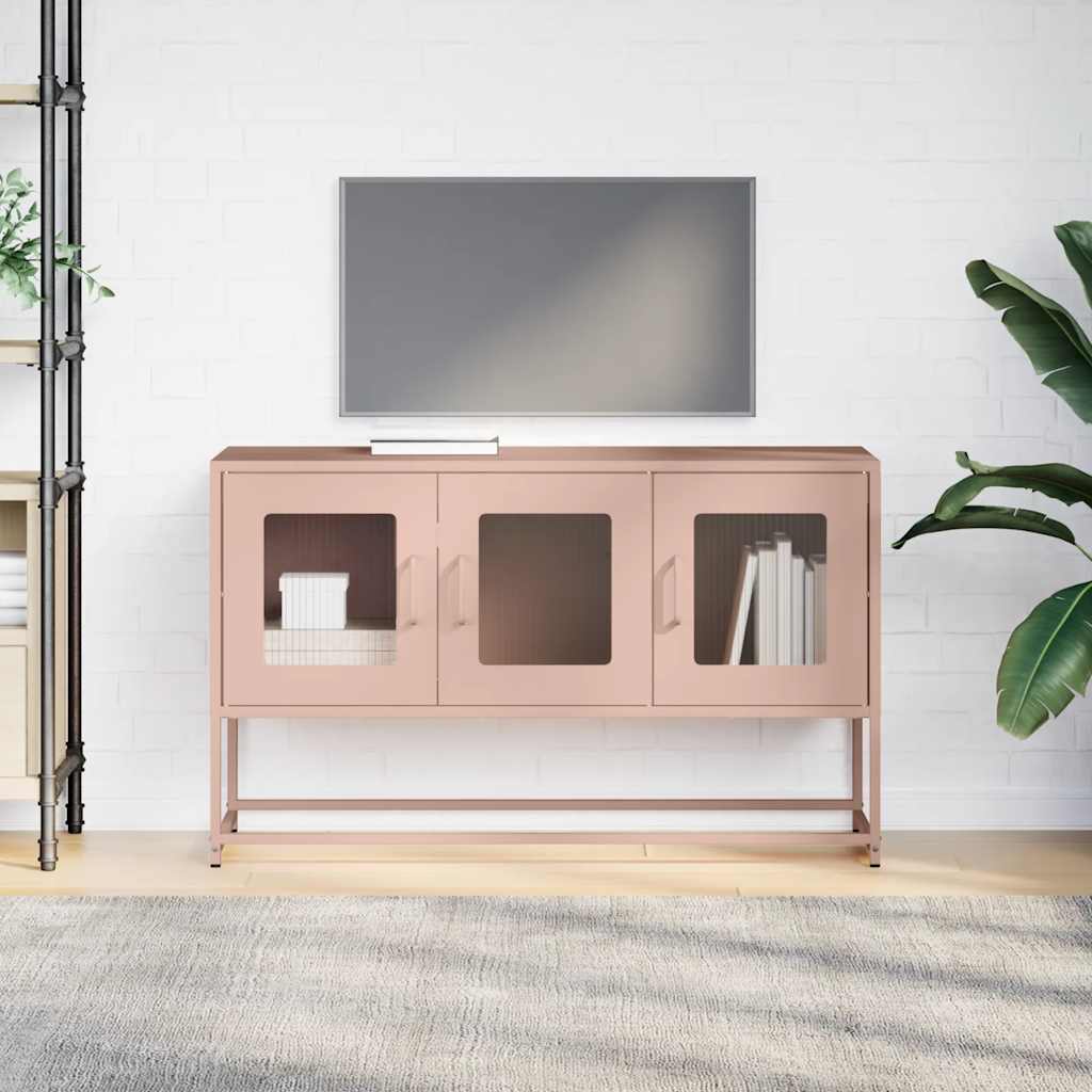 vidaXL Meuble TV Rose 100,5x39x60,5 cm Acier laminé à froid