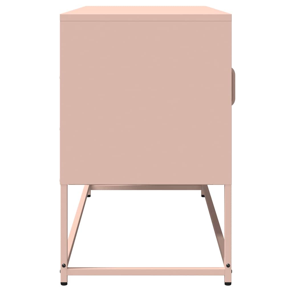 vidaXL Meuble TV Rose 100,5x39x60,5 cm Acier laminé à froid
