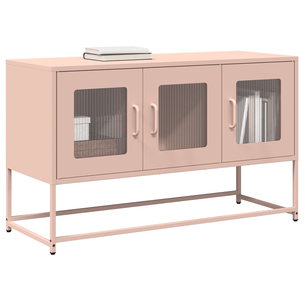 vidaXL Meuble TV Rose 100,5x39x60,5 cm Acier laminé à froid