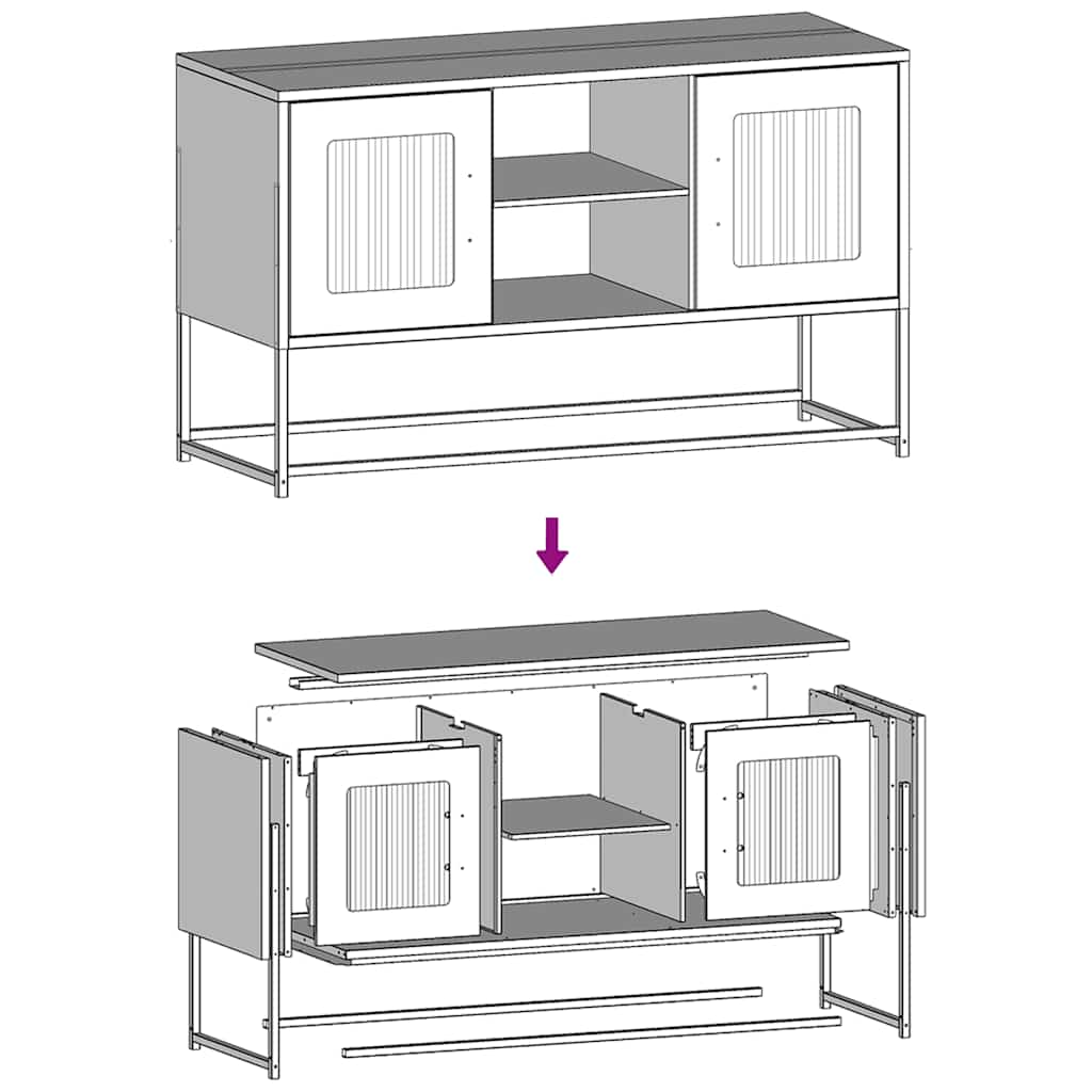 vidaXL Meuble TV rose 100,5x39x60,5 cm acier
