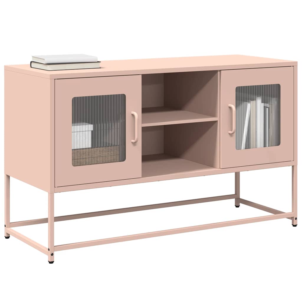 vidaXL Meuble TV rose 100,5x39x60,5 cm acier