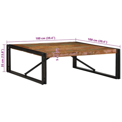 Couchtisch Mehrfarbig 100x100x35 cm Altholz Massivholz