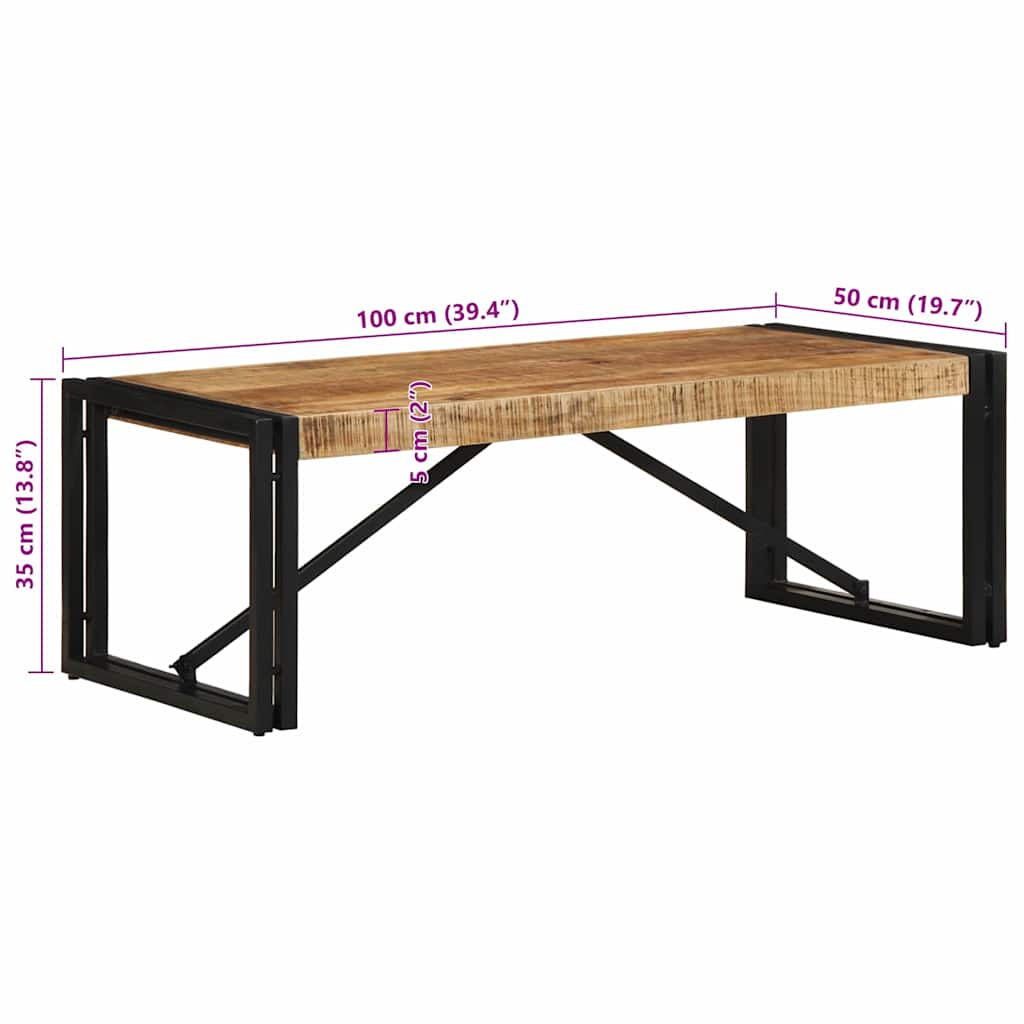 vidaXL Couchtisch 100x50x35 cm Raues Massivholz Mango