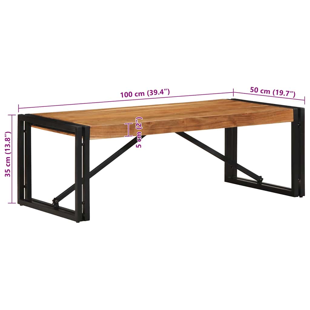 vidaXL Couchtisch 100x50x35 cm Massivholz Akazie