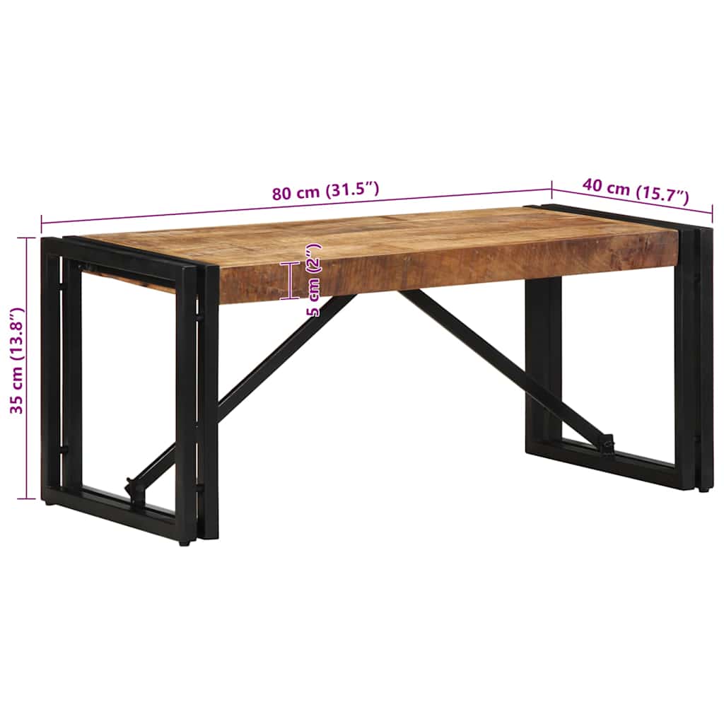 vidaXL Couchtisch 80x40x35 cm Raues Massivholz Mango