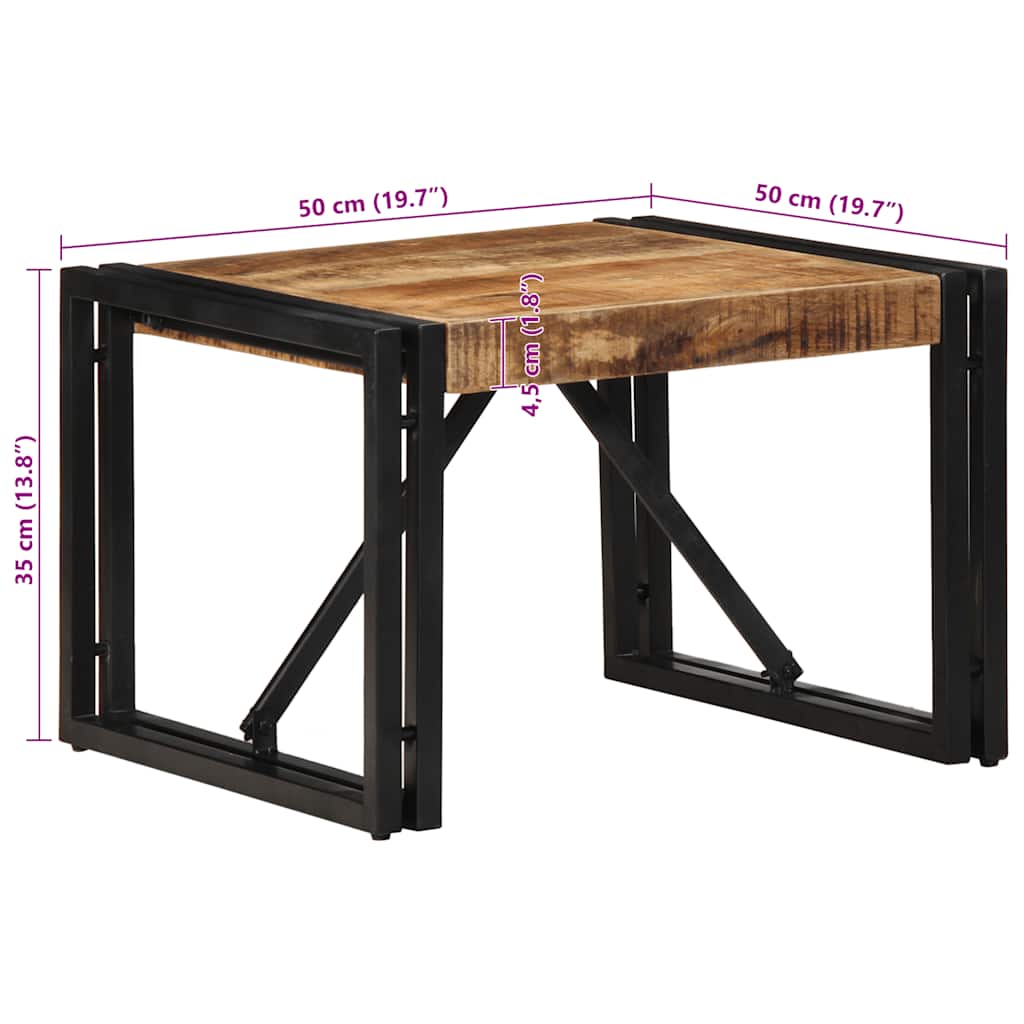 vidaXL Couchtisch 50x50x35 cm Raues Massivholz Mango