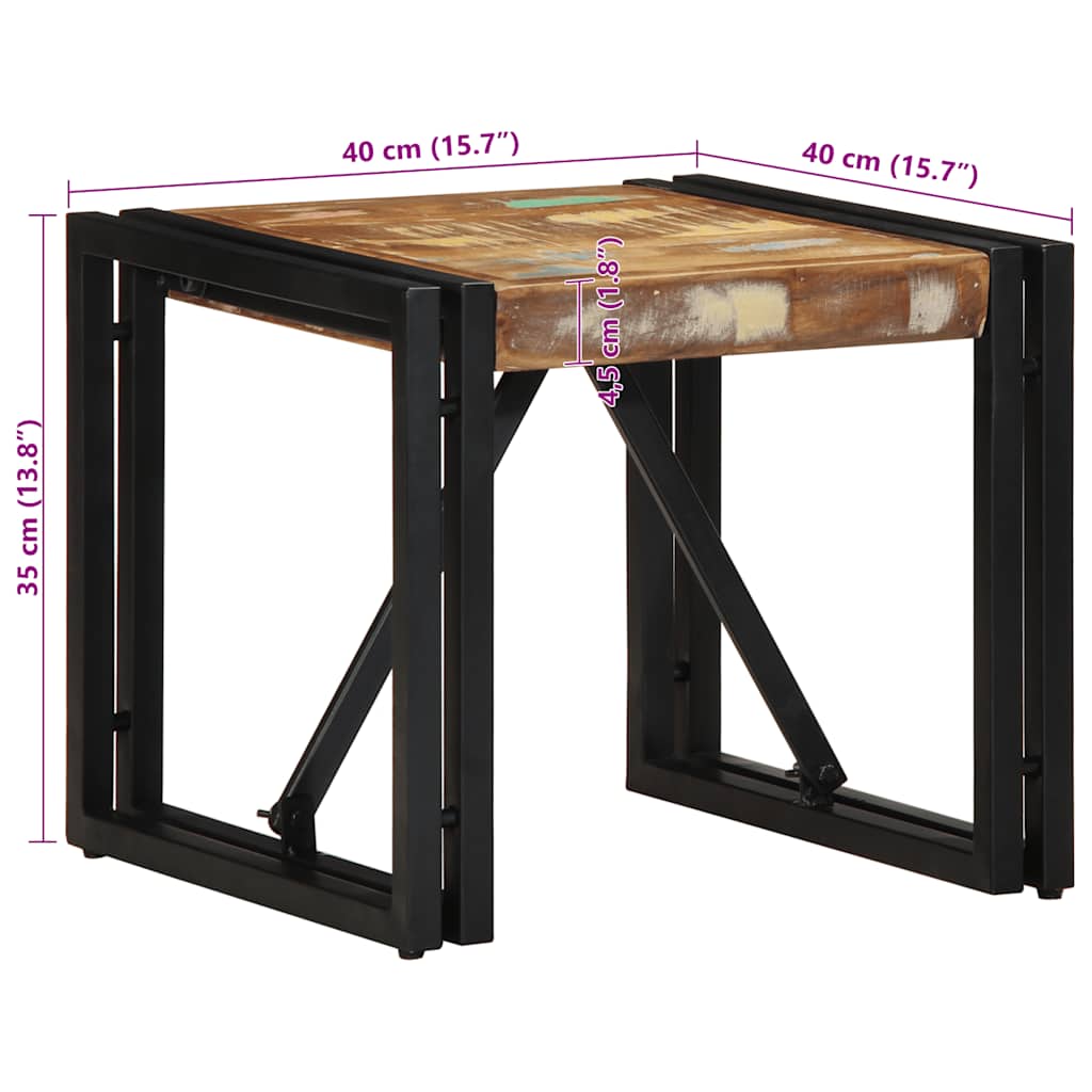 vidaXL Couchtisch Mehrfarbig 40x40x35 cm Altholz Massivholz