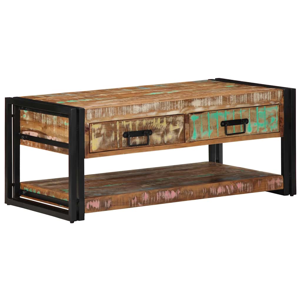 vidaXL Couchtisch Mehrfarbig 90x50x38 cm Altholz Massiv