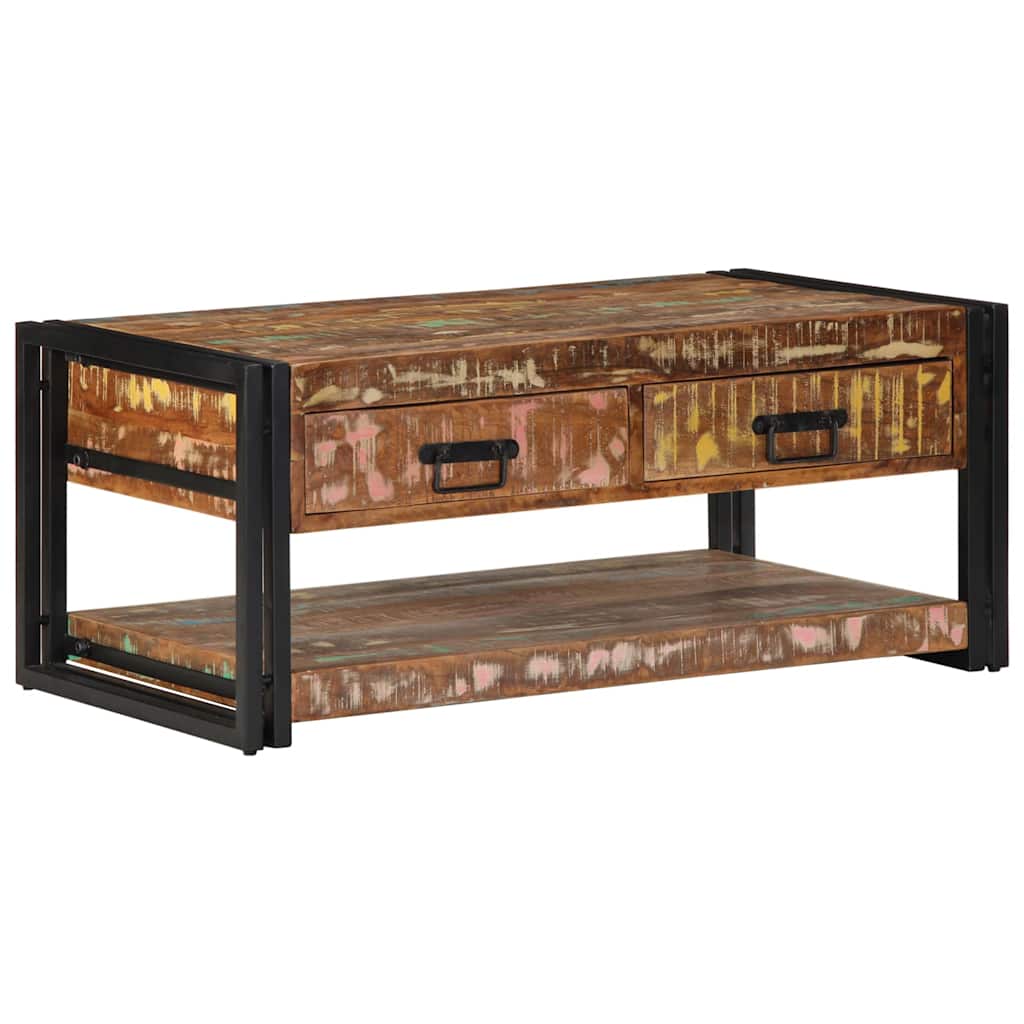 vidaXL Couchtisch Mehrfarbig 90x50x38 cm Altholz Massiv