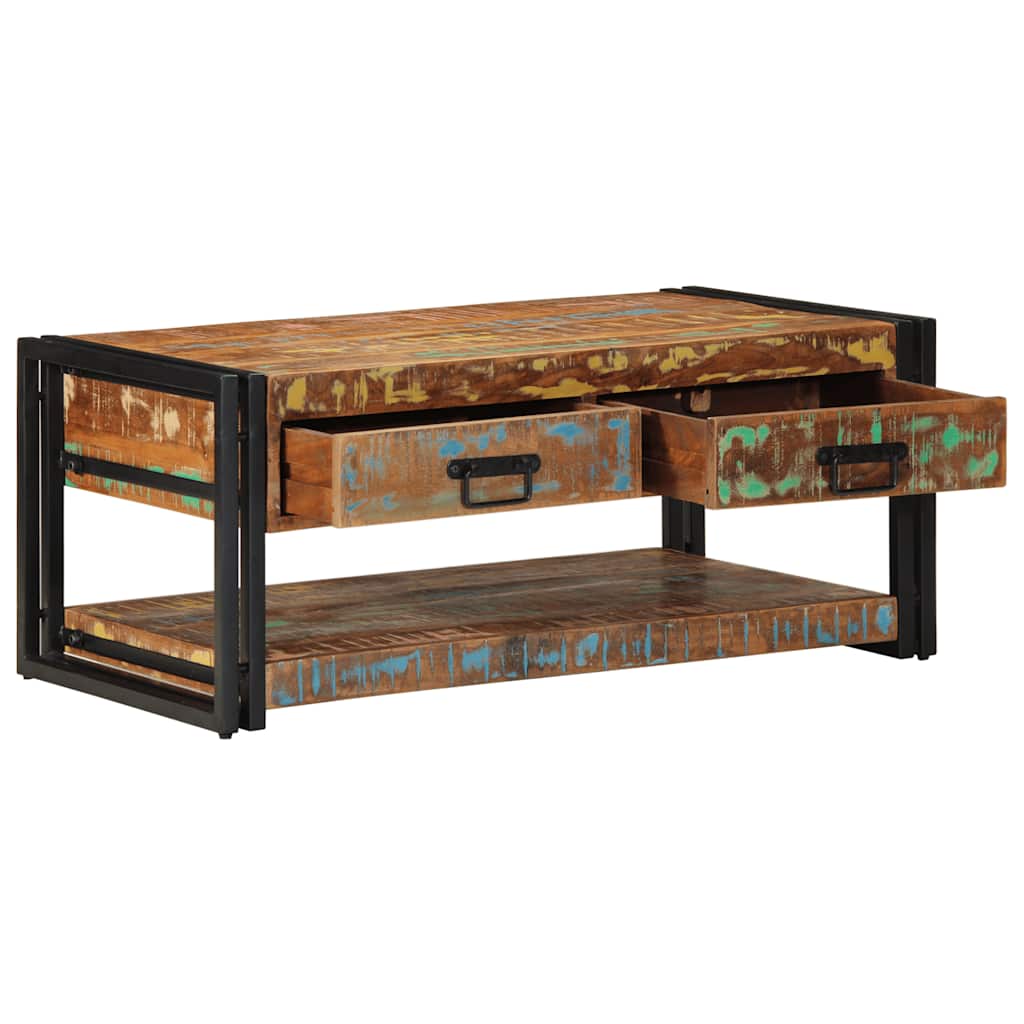 vidaXL Couchtisch Mehrfarbig 90x50x38 cm Altholz Massiv