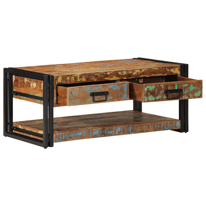 vidaXL Couchtisch Mehrfarbig 90x50x38 cm Altholz Massiv