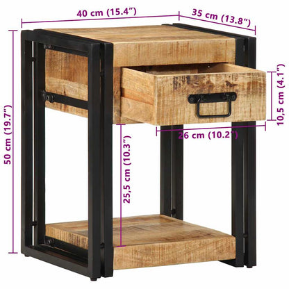 vidaXL Nachttisch 40x35x50 cm Raues Massivholz Mango