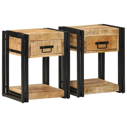 vidaXL Nachttische 2 Stk. 40x35x50 cm Raues Massivholz Mango