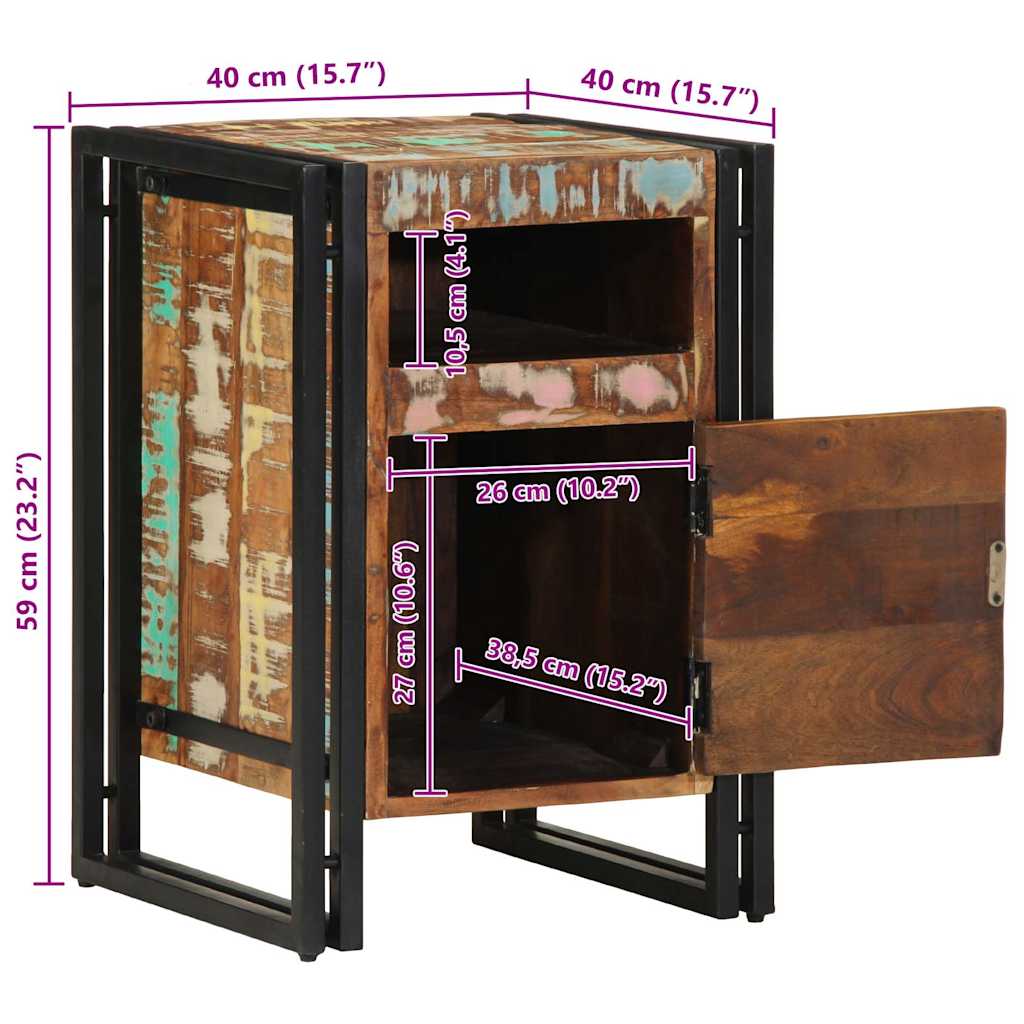 vidaXL Nachttisch 40x40x59 cm Altholz Massivholz