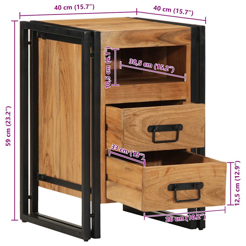 vidaXL Nachttisch 40x40x59 cm Massivholz Akazie