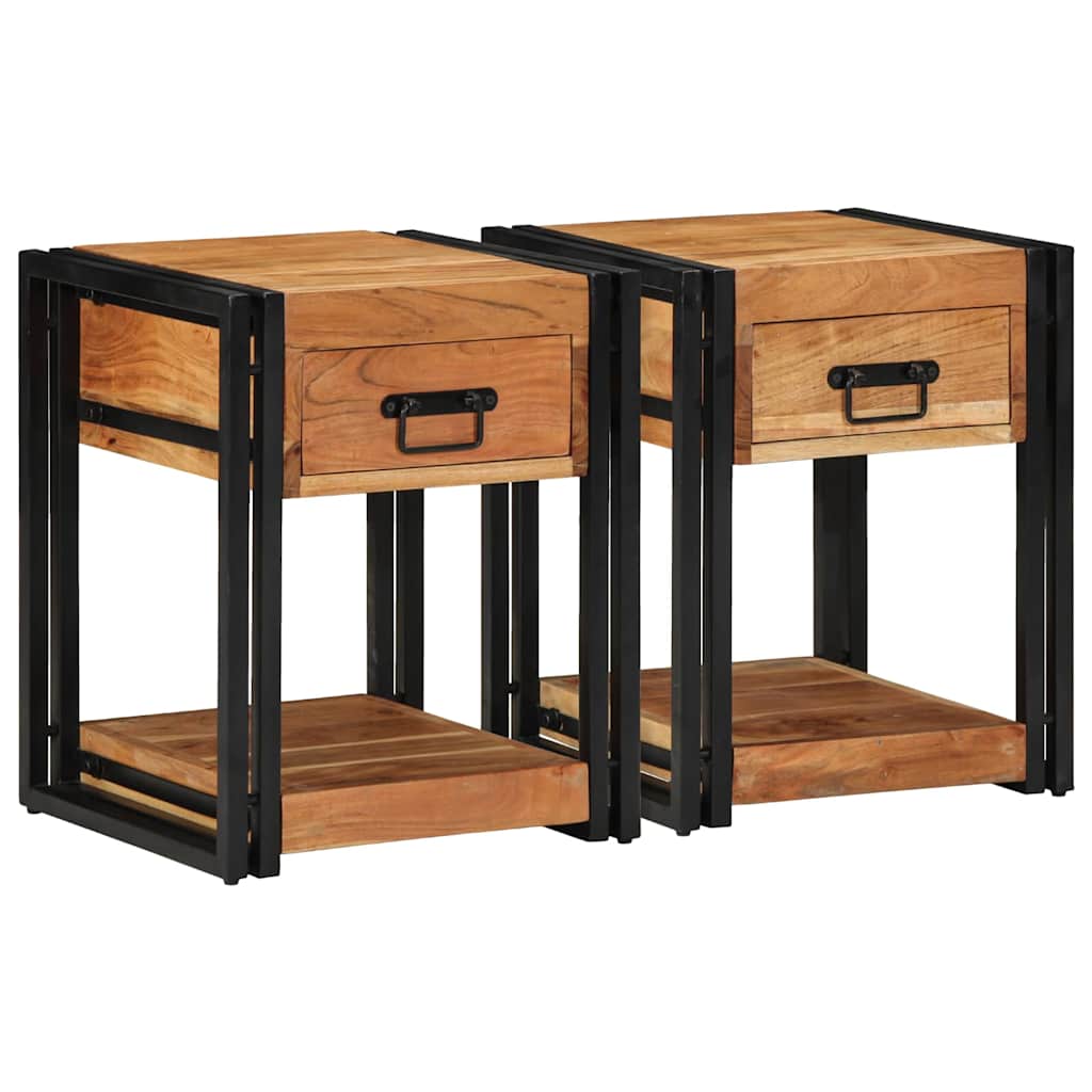 vidaXL Nachttisch 2 pcs Braun 40 x 40 x 50 cm Massivholz Akazie