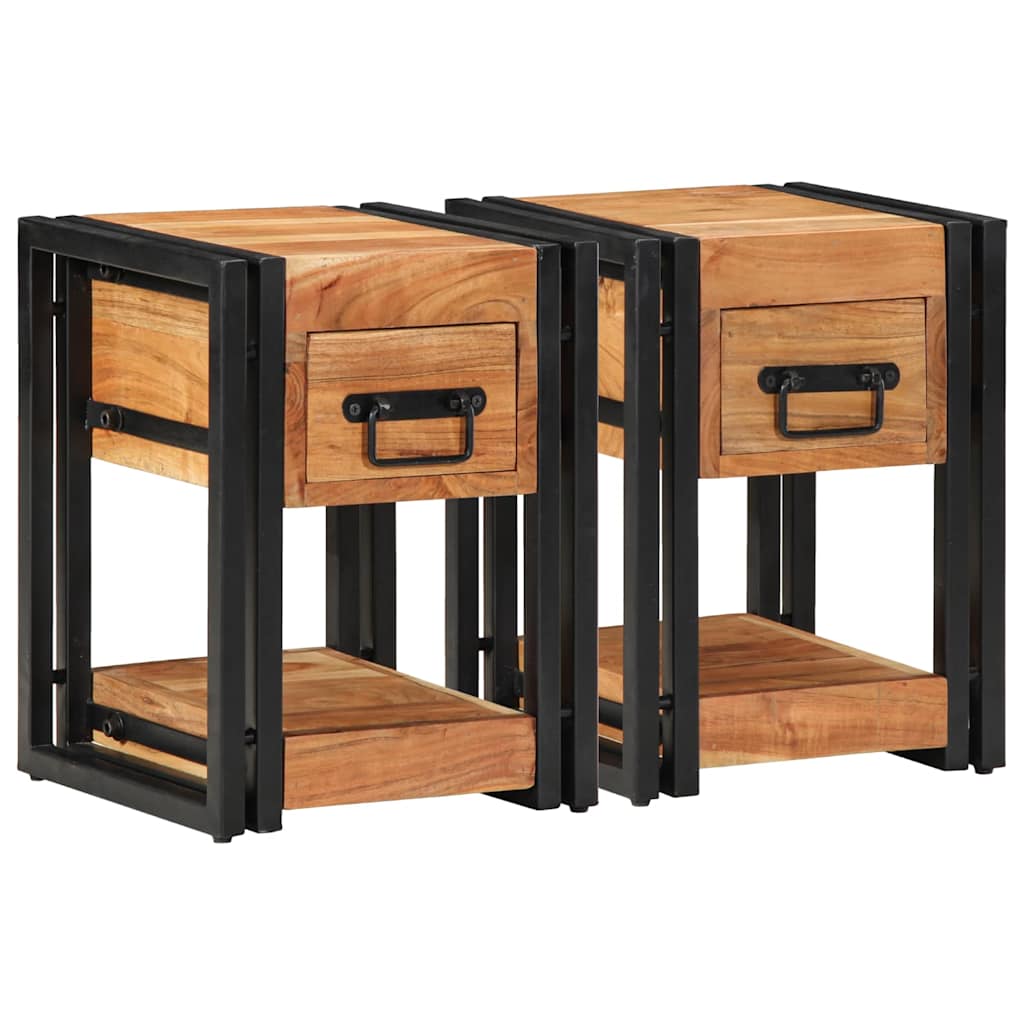 vidaXL Tables de chevet 2 pcs marron 30 x 30 x 40 cm bois d'acacia massif