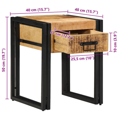vidaXL Table d'appoint avec tiroirs 40 x 40 x 50 cm Bois de manguier massif
