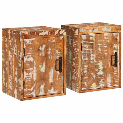 vidaXL Nachttisch 2 pcs Braun 35 x 33 x 48 cm Massivholz Altholz