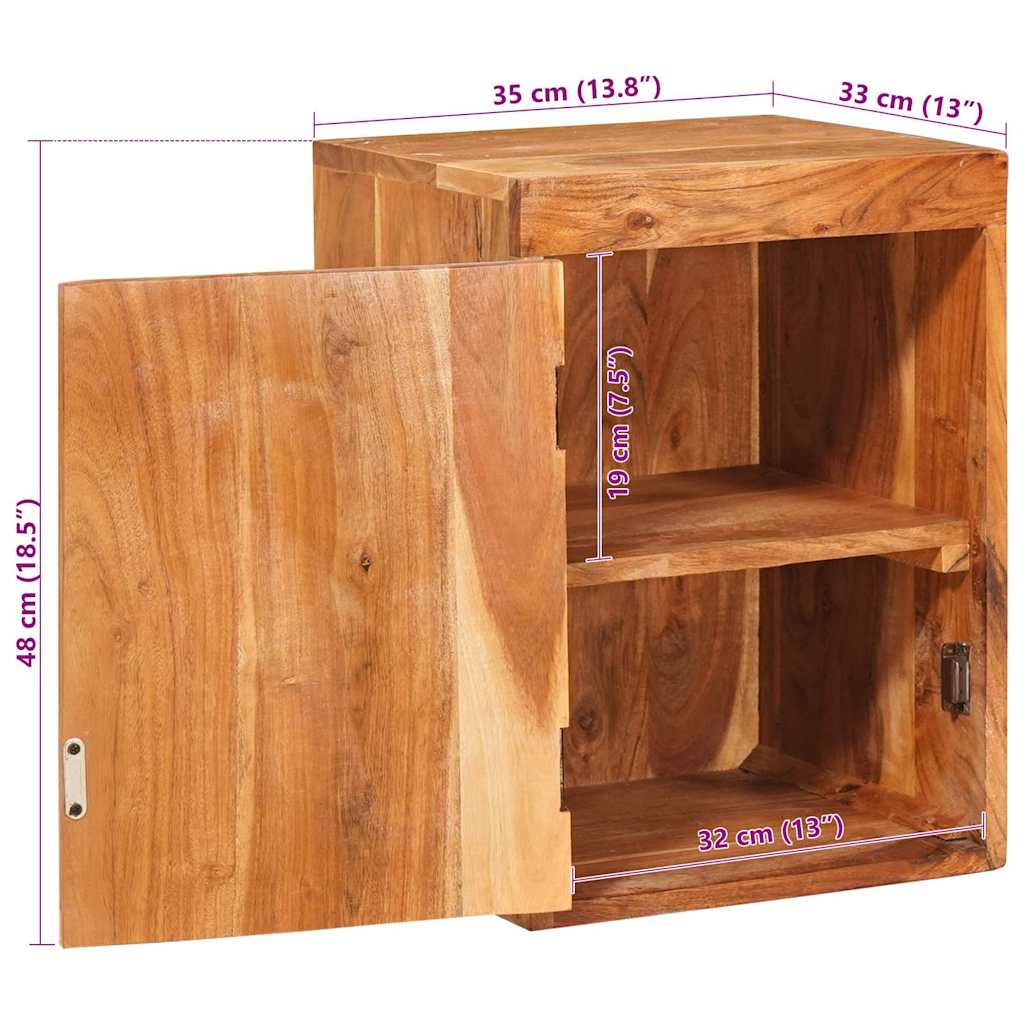 vidaXL Nachttisch 2 pcs Braun 35 x 33 x 48 cm Massivholz Akazie