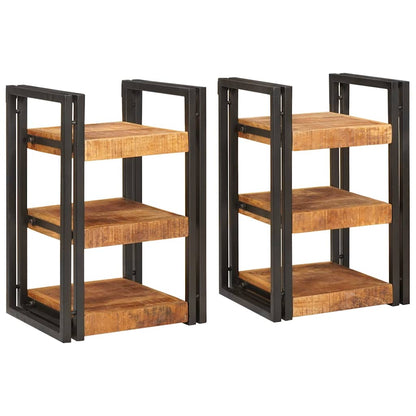 vidaXL Nachttisch 2 pcs Braun und Schwarz Massivholz Mango