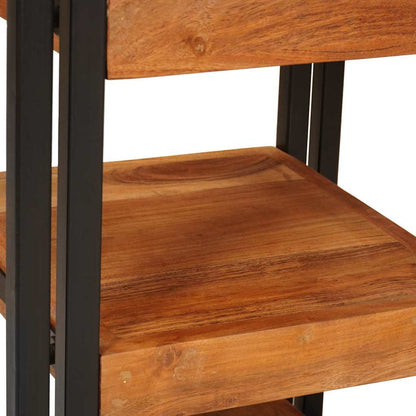 vidaXL Nachttisch Braun und Schwarz 38 x 33 x 58 cm Massivholz Akazie