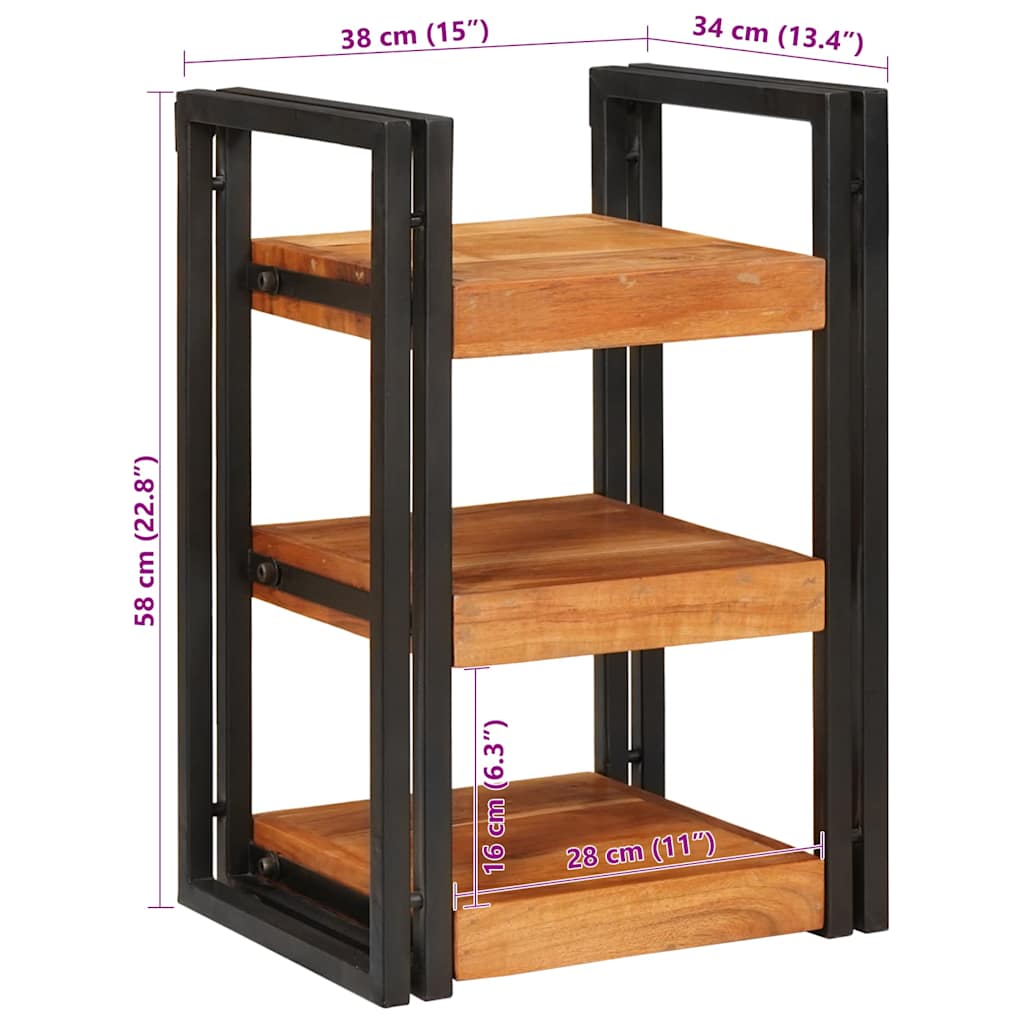 vidaXL Nachttisch 2 pcs Braun und Schwarz Massivholz Akazie