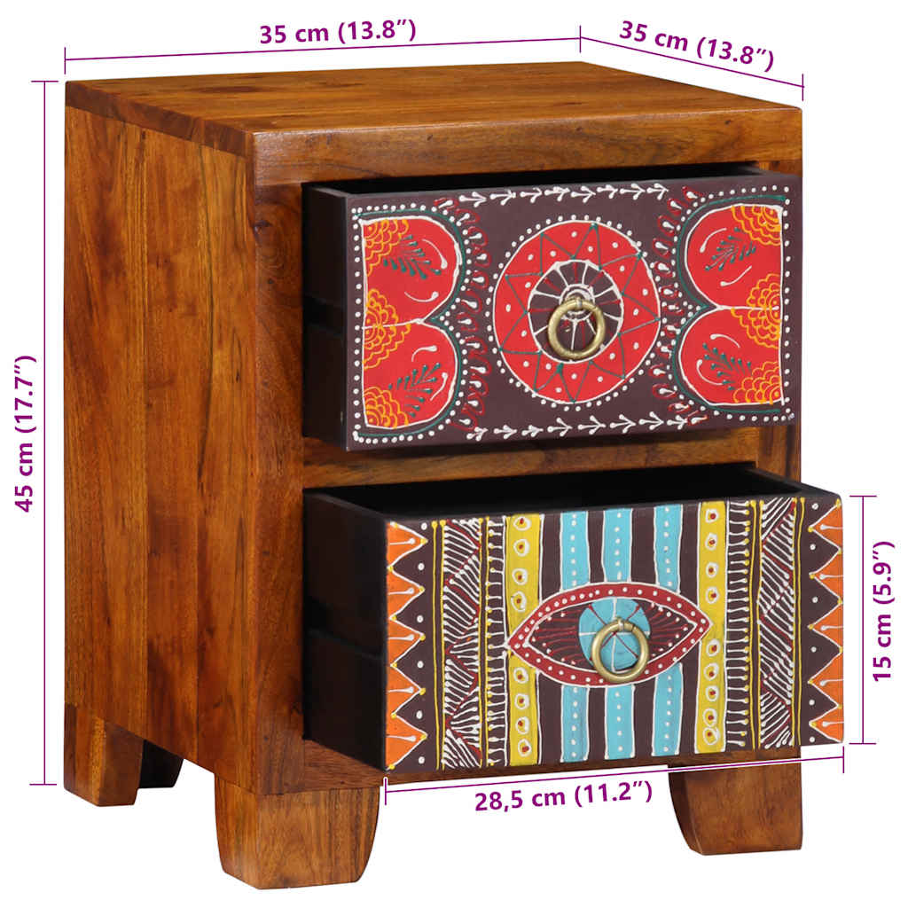 vidaXL Nachttisch 2 Stk. 35x35x45 cm Massivholz Akazie