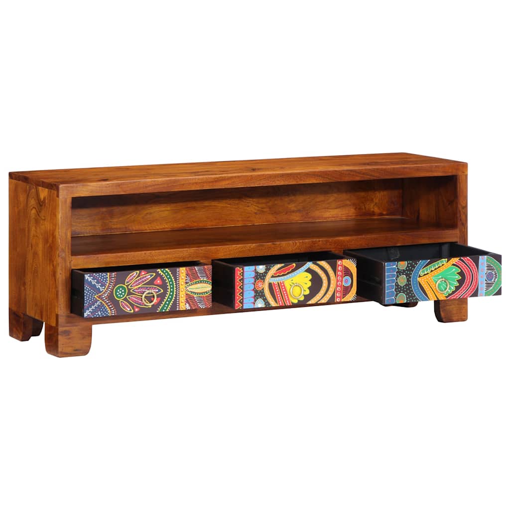 vidaXL Meuble TV multicolore 110x30x40 cm Bois d'acacia massif