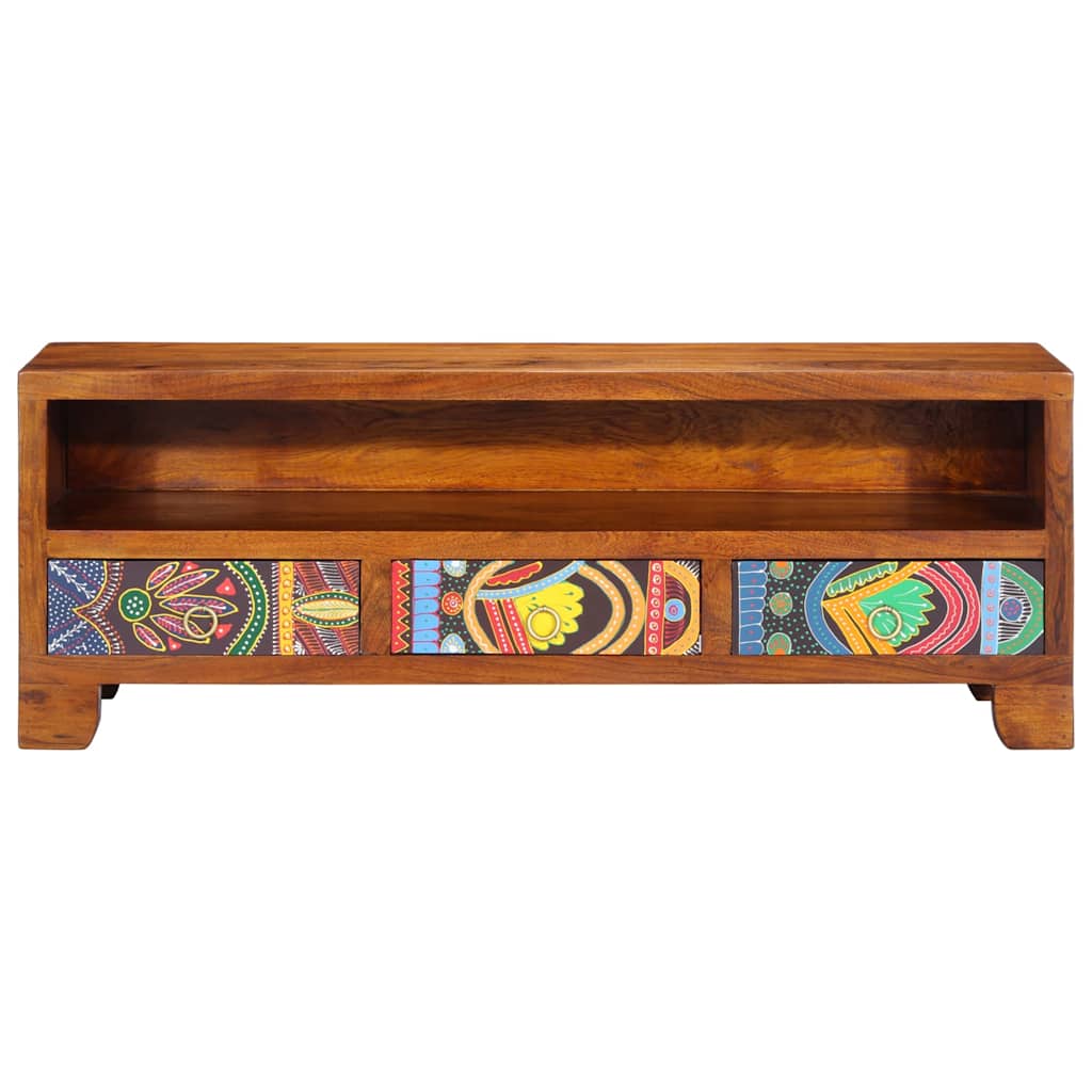vidaXL Meuble TV multicolore 110x30x40 cm Bois d'acacia massif