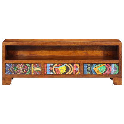 vidaXL Meuble TV multicolore 110x30x40 cm Bois d'acacia massif