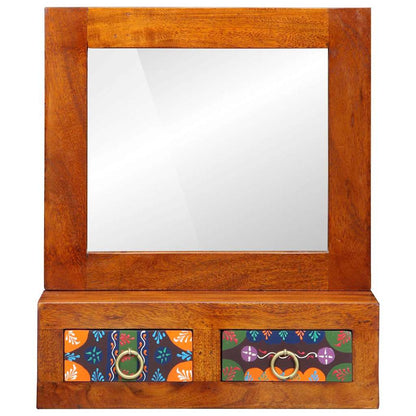 vidaXL Wandschrank mit Spiegel Braun 40 x 20 x 50 cm Massivholz Akazie