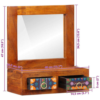 vidaXL Wandschrank mit Spiegel Braun 40 x 20 x 50 cm Massivholz Akazie
