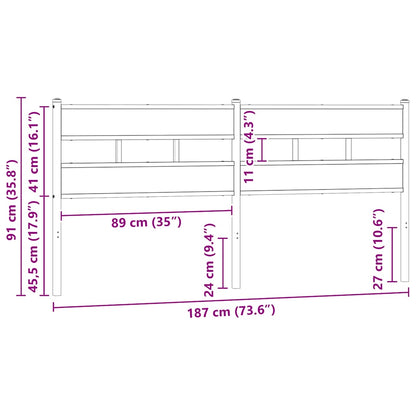vidaXL Ersatz-Kopfteil Räuchereiche 180 cm Eisen und Holzwerkstoff